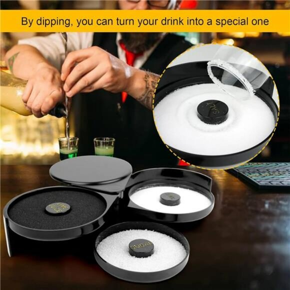 3 Tier Cocktail Glass Rimmer Bartender Salt Sugar Tool for Margaritas Drinks - Picture 5 of 7